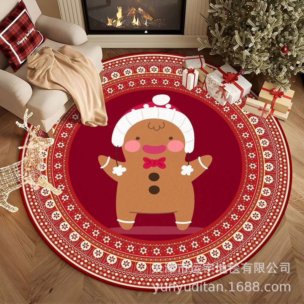 Christmas Carpet Round Living Room Mat Christmas Decoration Atmosphere Mat Christmas Tree Mat Labeling and Shipping