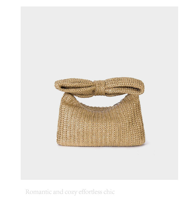 Colorful Woven Bow Bag for Women, European and American Fashion Women's Bag, Straw Bag for Women, Wholesale Versatile Fashion Clutch Bag