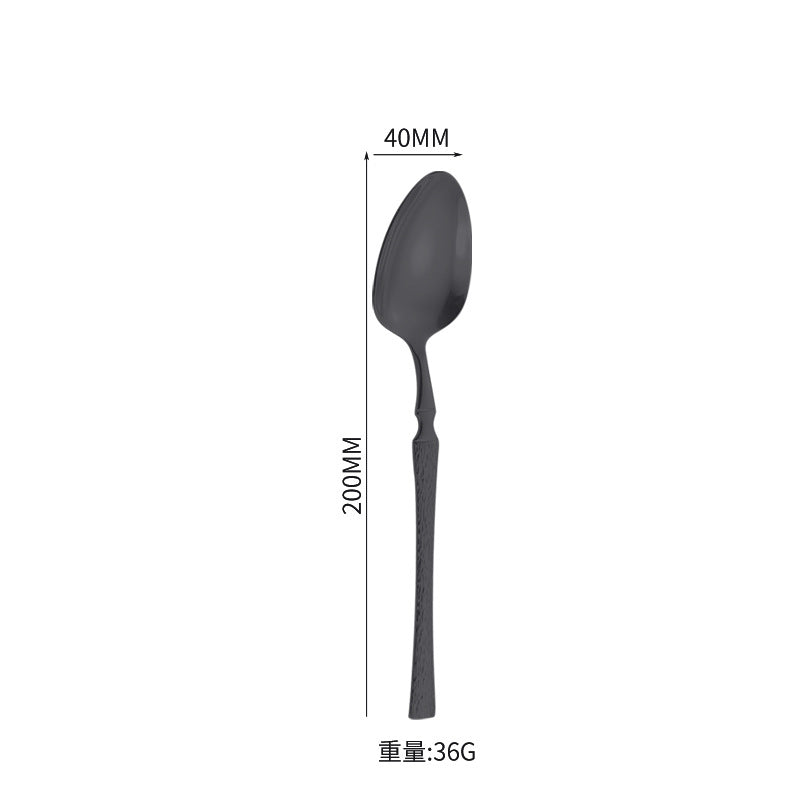 410Stainless Steel Cutlery Hotel Restaurant Hammered Knife Fork Spoon Set Western Small Waist Bark Pattern Steak Knife Fork