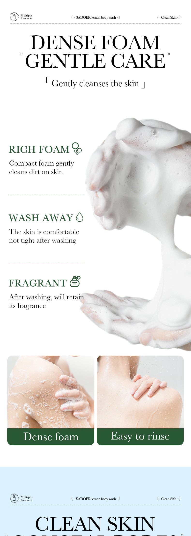 Fruit Body Wash400ml SADOER Coconut Cleansing Avocado Shower Milk  Foreign Trade Wholesale