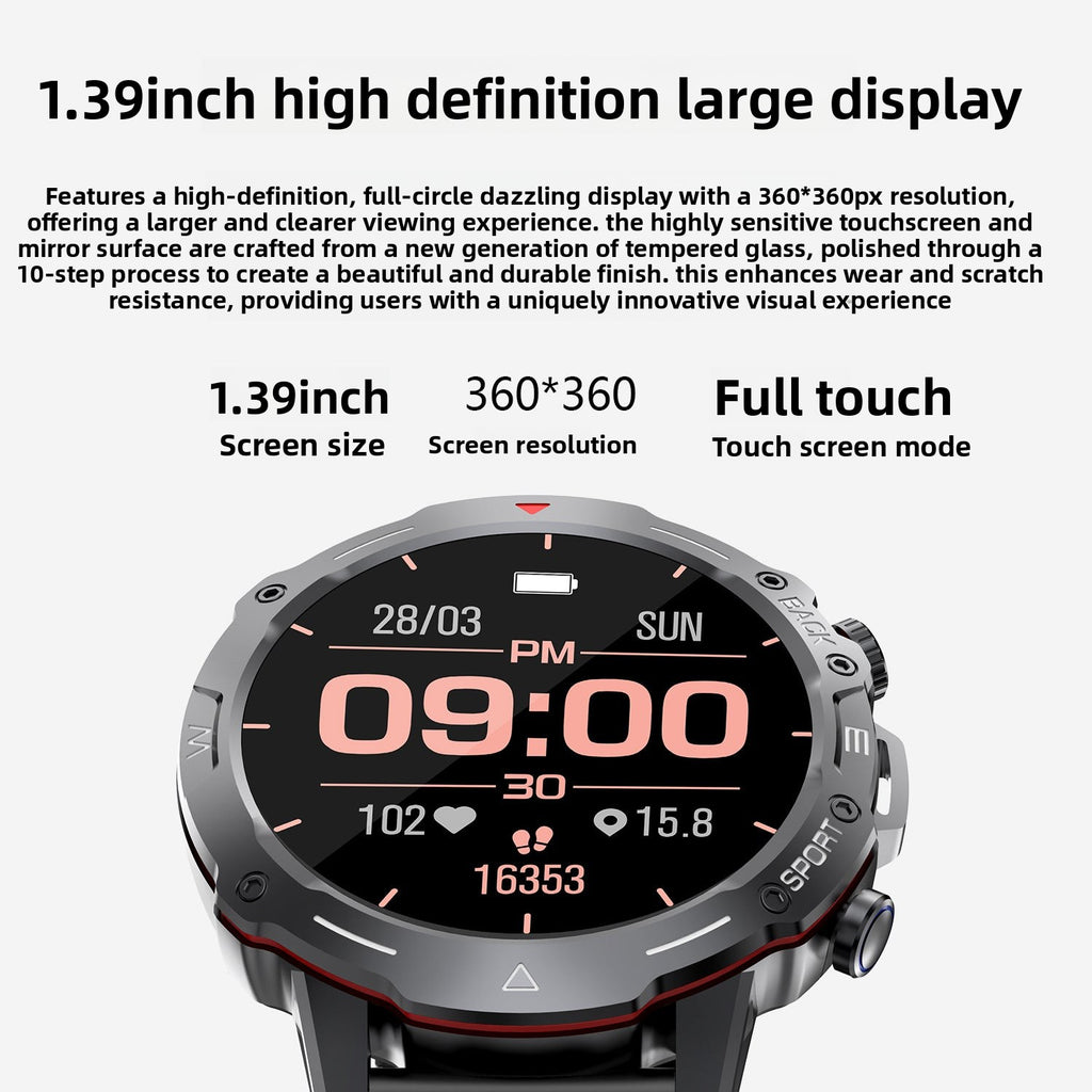 G102Smart Watch1.39inch Bluetooth Call Heart Rate Pedometer Sleep Monitoring Message Reminder Sports Waterproof Shockproof Dustproof