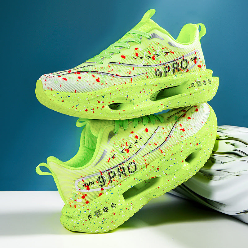 Autumn New Red Rabbit9Fluorescent Parent-Child Comfortable Sports Shoes High Elasticity Really Soft Sole Carbon Plate Wear-Resistant Running