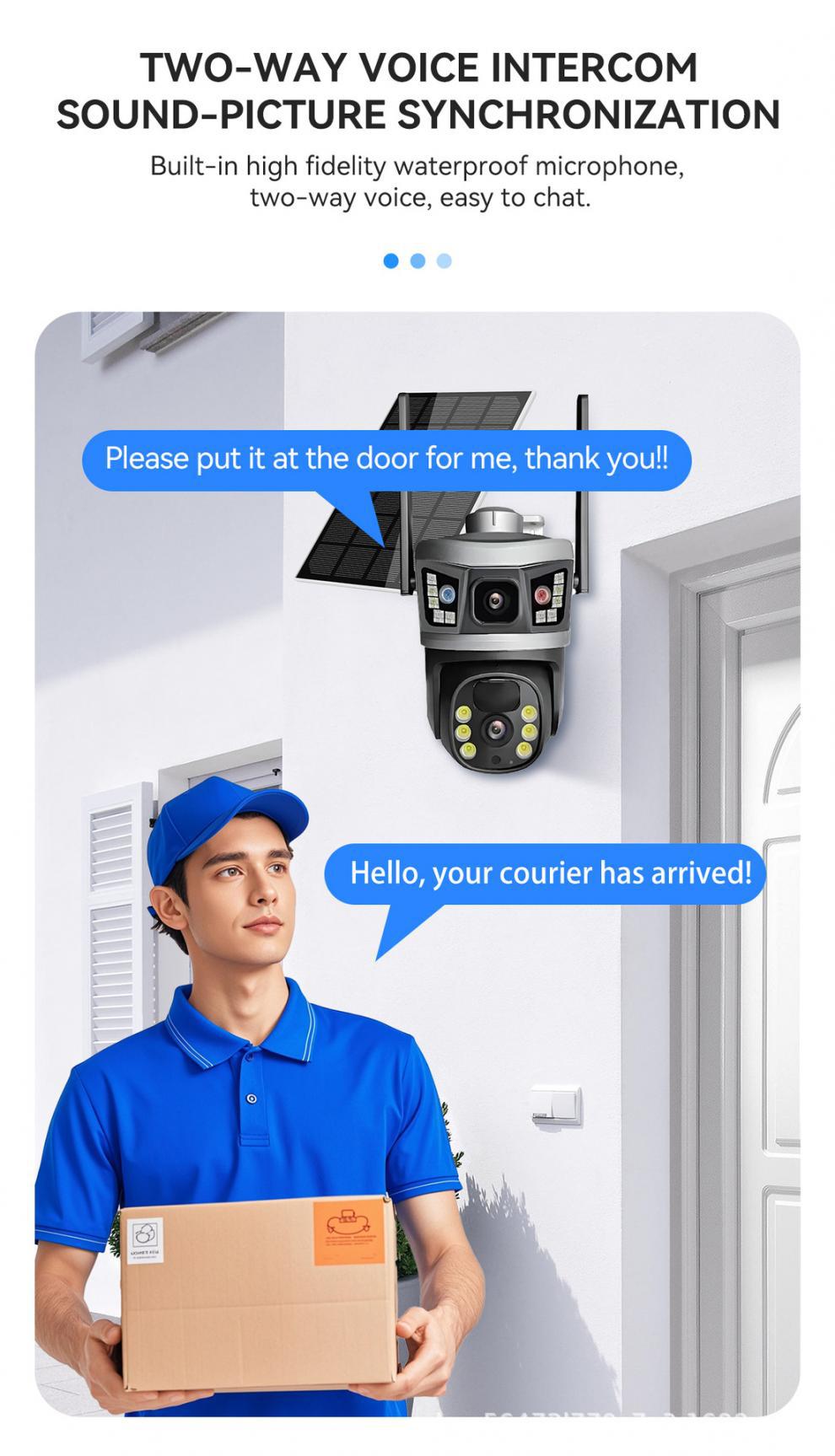 V380Solar Surveillance Camera Manufacturer Direct Sale Dual Lens Dual Screen Outdoor No Electricity No Network4G Monitor