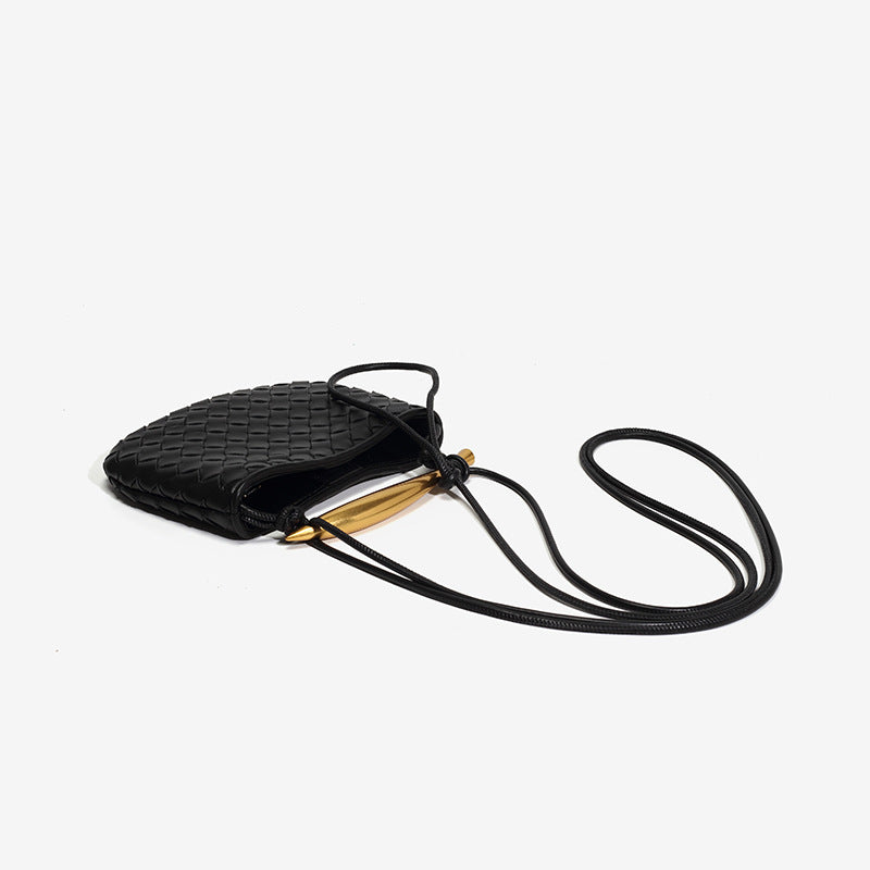 European and American Handmade Woven Bag Sardine Bag Niche Design Dumpling Bag Women's Metal Handbag Shoulder Bag Crescent Bag