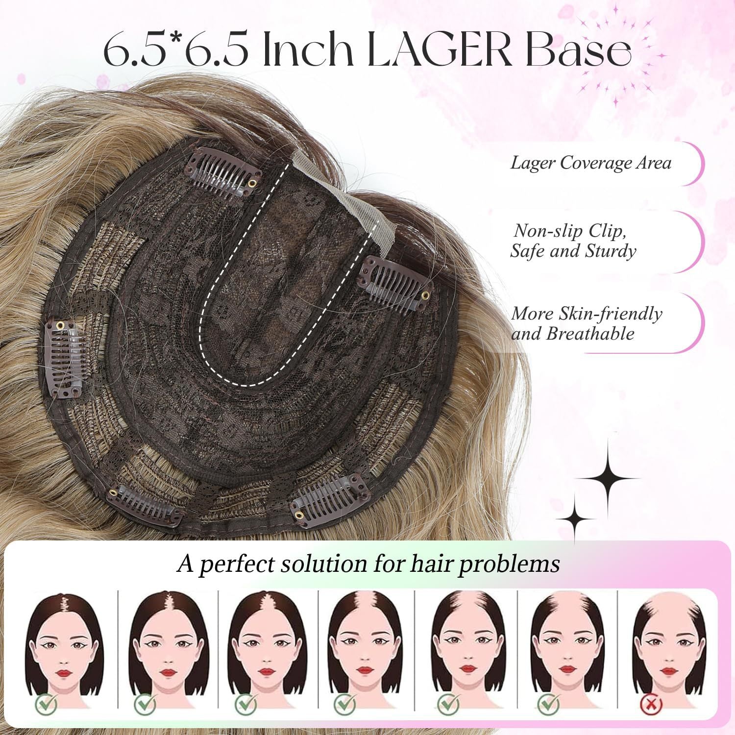 Small Lace Wig Set Export Synthetic Fiber Medium Length Women's Top Natural Middle Part Bangs Hairpiece Wig