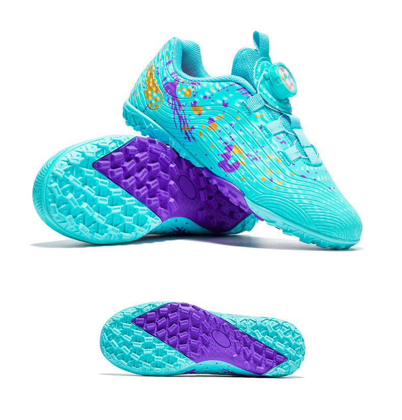 Rotating Button New Children's Soccer Shoes Girls' Spike Training Shoes Girls' Elementary School Sneakers Sports Shoes