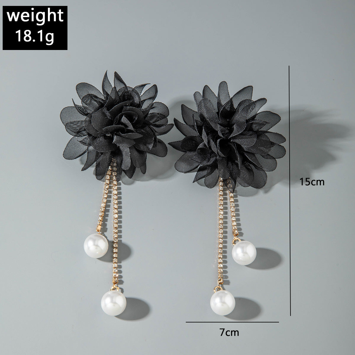European and American Style Exaggerated Imitation Pearl Tassel Flower Earrings Fresh and Elegant Temperament Earrings for Women