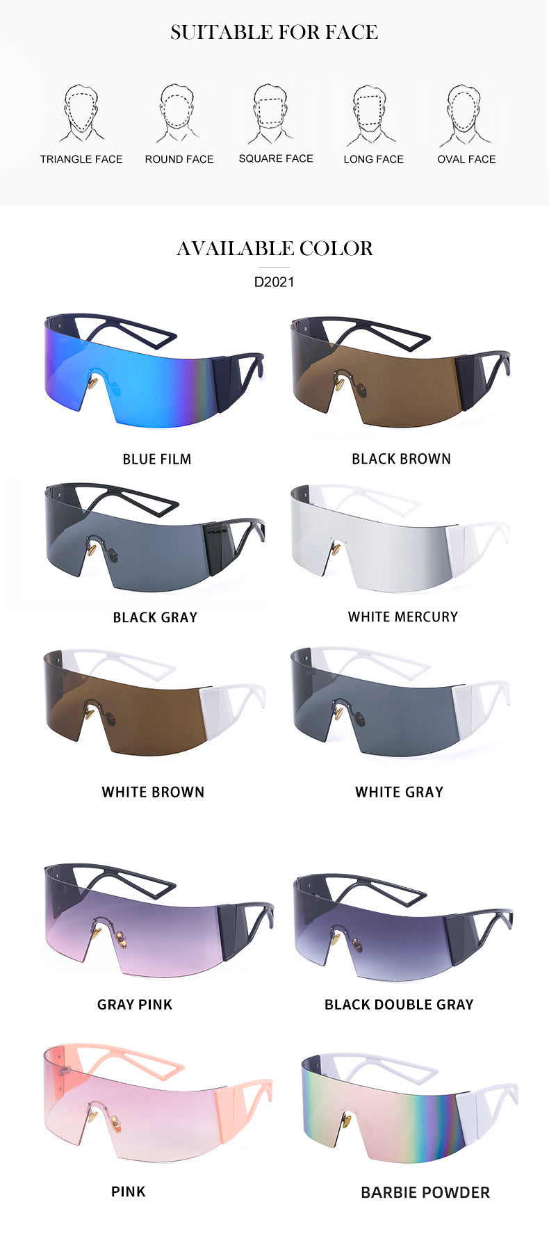 Outdoor Sports Cycling Glasses for Women, Colorful Integrated Windproof Sunglasses, Trendy European and American Style, Large Frame Sunshade and Sun Protection Sunglasses