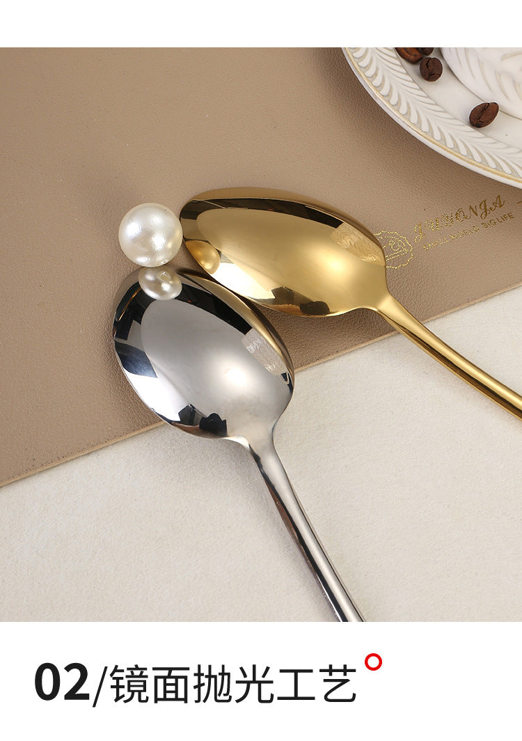 304Stainless Steel Western Cutlery Set with Rings, Steak Knife, Fork, Spoon, European Style Hanging Hole Tea Spoon with Tail Set