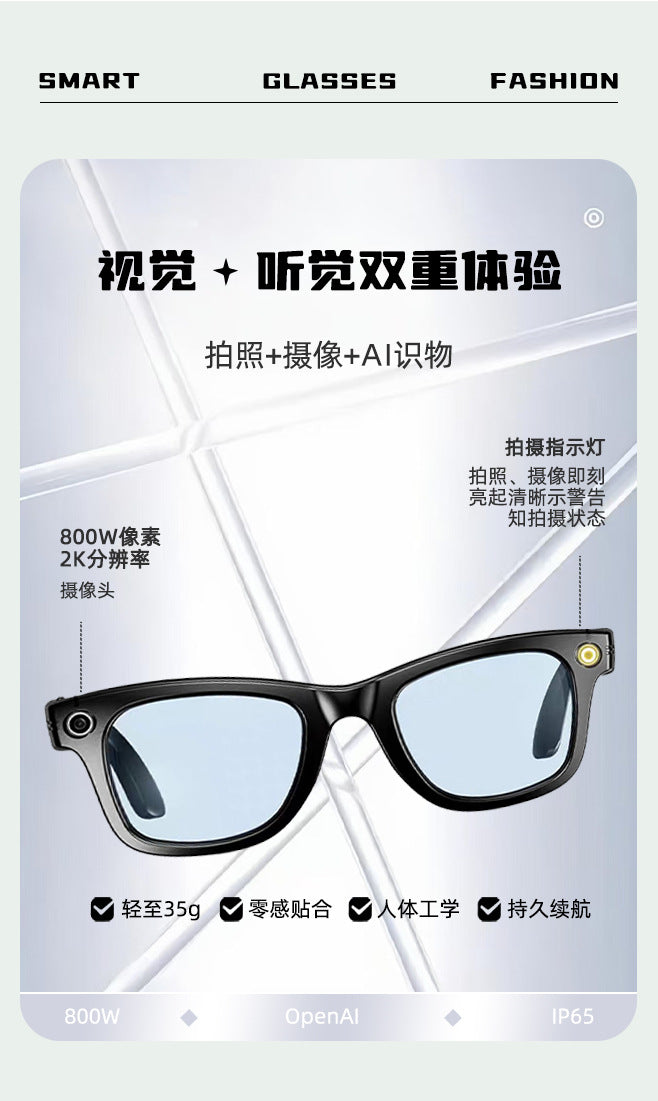 W610Smart Glasses AI Voice Assistant Translation800W Camera Listening to Music Bluetooth Calling Bluetooth