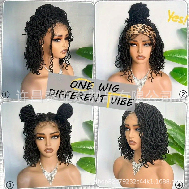 Cross-border Synthetic Hair Wigs European and American Style Small Curls Afro Braid Wig African Dirty Braids Crochet Hair Extensions Full lace Headgear