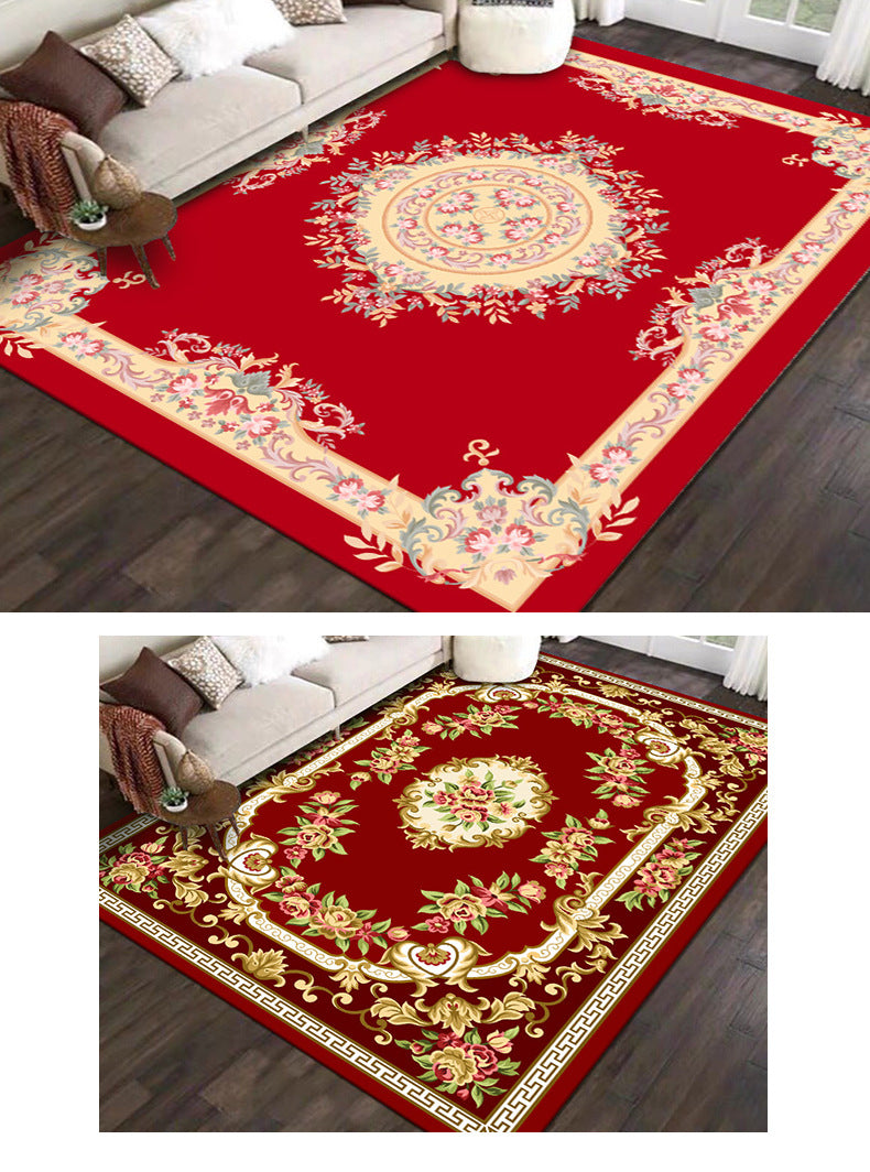 Crystal Velvet Carpet Full Coverage Chinese Style Living Room Sofa Coffee Table Rug Same Style Bedroom Wear-resistant Non-slip Rug
