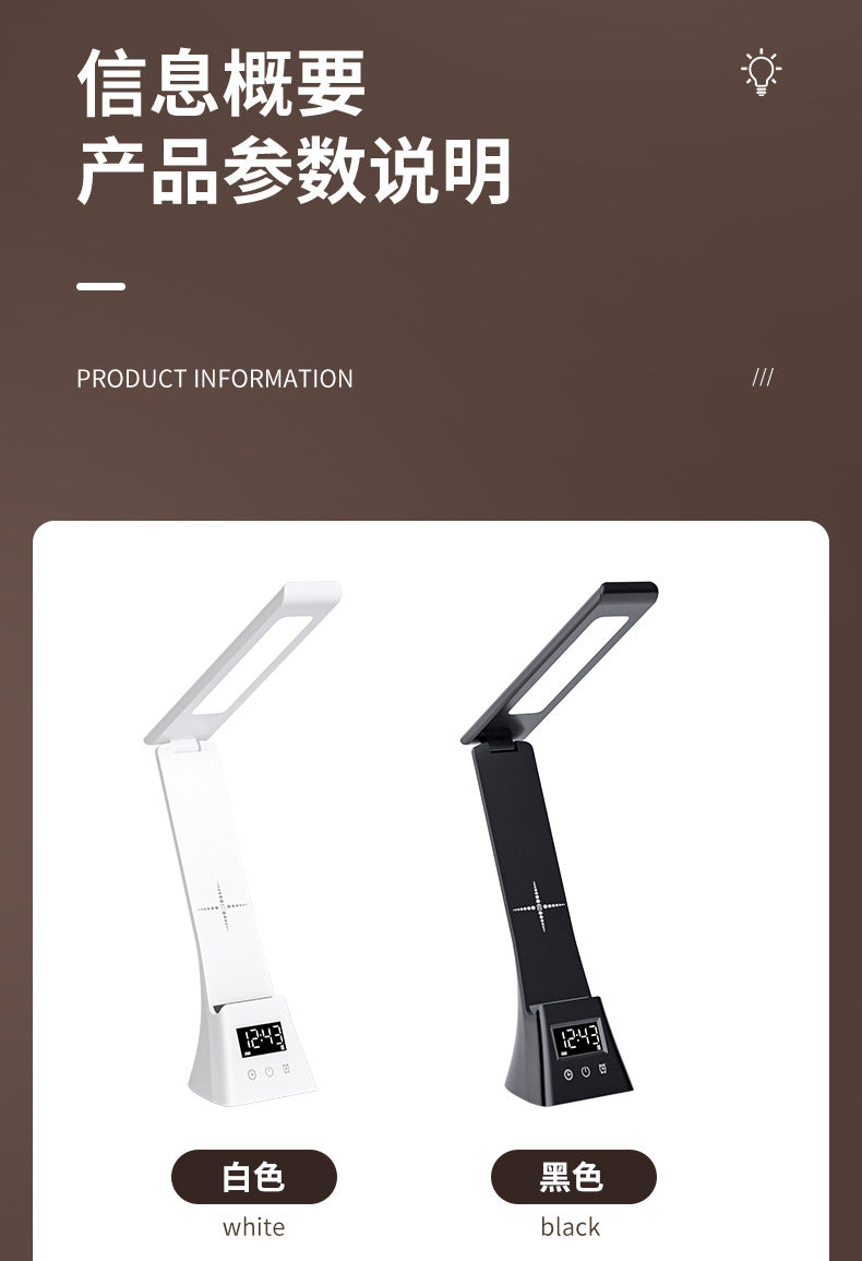 Desk Lamp for Students with Clock Alarm Creative Desktop Reading Lamp Dimmable Color Adjustable Student Dormitory Lamp