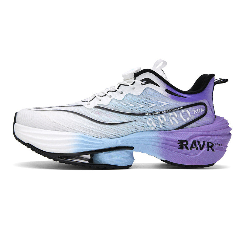 2025Autumn Winter New Breathable Double Mesh Knob Buckle Sports Shoes Couple High Elastic Popcorn Soft Bottom Carbon Plate Running Shoes