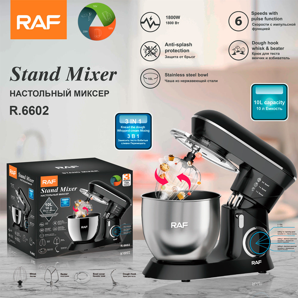 RAF European Standard Household Multifunctional Kitchen Machine Stainless Steel Bowl High Power Dough Mixer Egg Beater Whisk Mixer