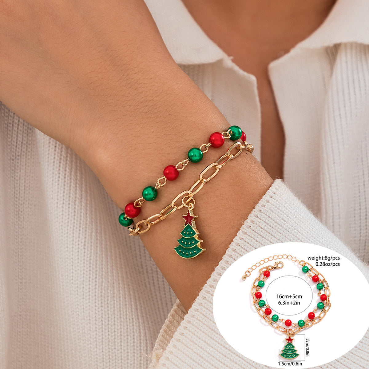 Women's Holiday Gift Bracelet Santa Claus Set Snowman Soft Clay Ornaments European and American Christmas Bracelet