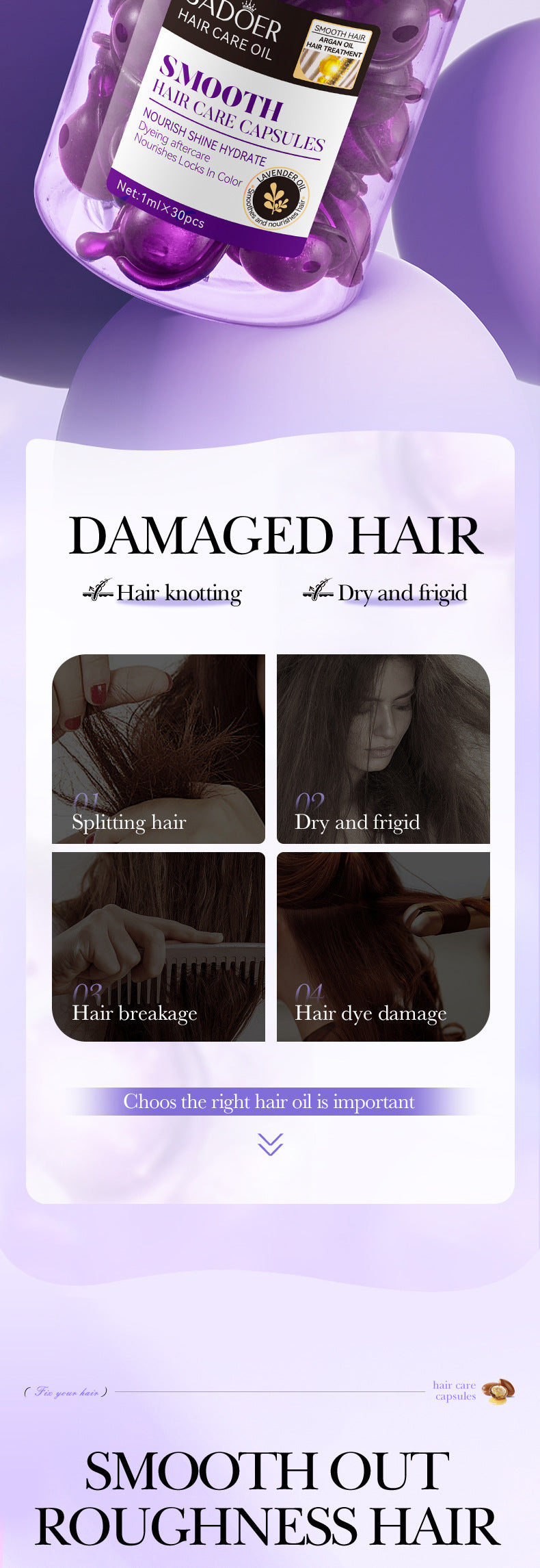 Nut Oil Hair Care Capsules SADOER Improve Frizz Essential Oil Capsule Conditioner  Wholesale