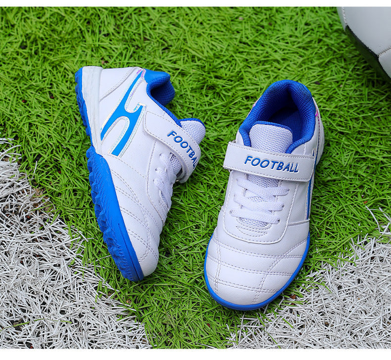 New football shoes for men and women with Velcro for children TF Broken Nail Style Youth Student Grassland Flat Training Shoes