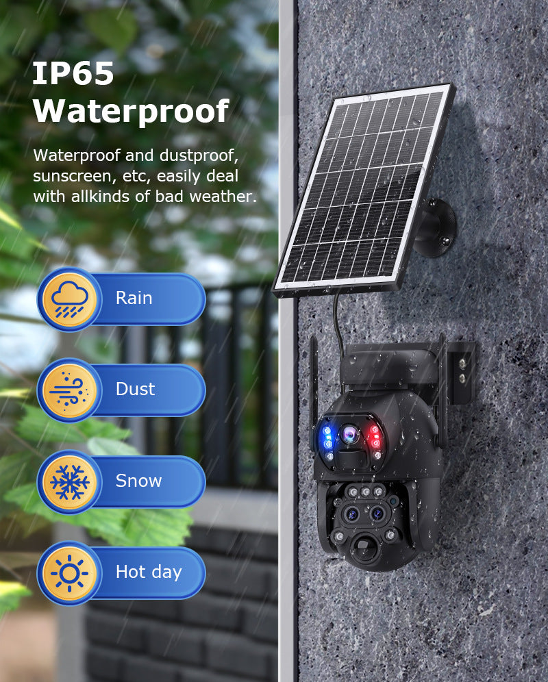 4G Wireless Trinocular Multi-view Remote Control1510x Zoom Solar-Powered Camera600Ultra HD Night Vision
