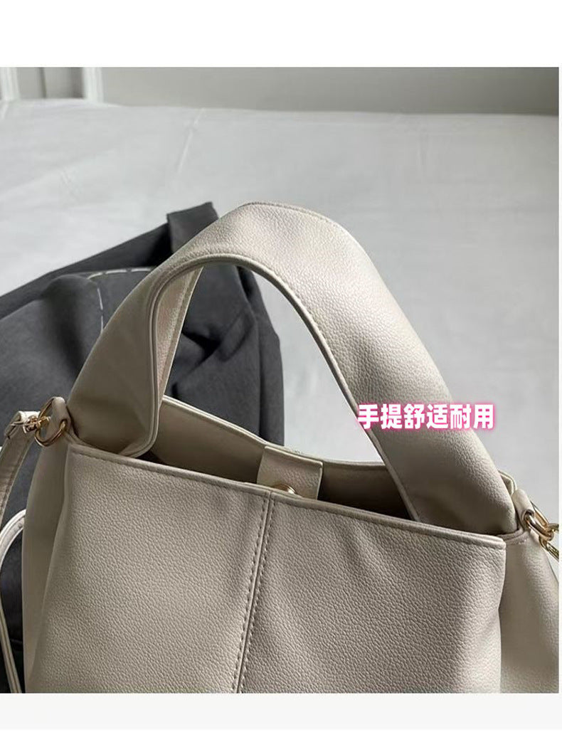 pole Cloud Handbag Genuine Leather Light Luxury French Niche Versatile Dumpling Bag European and American Retro High-Quality Texture Crossbody Bag