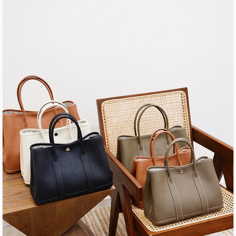 Garden Bag Summer High-End Feel Guangzhou First Layer Cowhide Women's Bag Genuine Leather Tote Bag Large Capacity Commuter Handbag