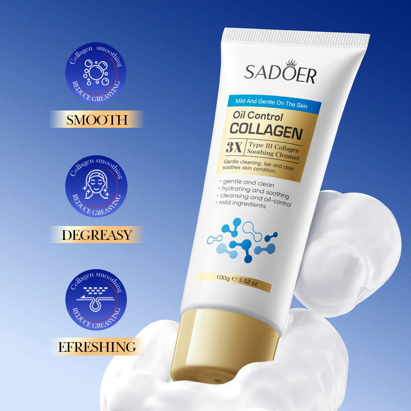 Cross-border Triple Collagen Facial Cleanser100g  Deep Cleansing Facial Cleanser Export Manufacturer Wholesale