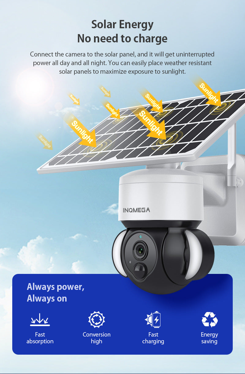 Solar Energy WiFi Camera tuya Tuya Surveillance HD Night Vision Waterproof Infrared Dual Camera Wide Angle