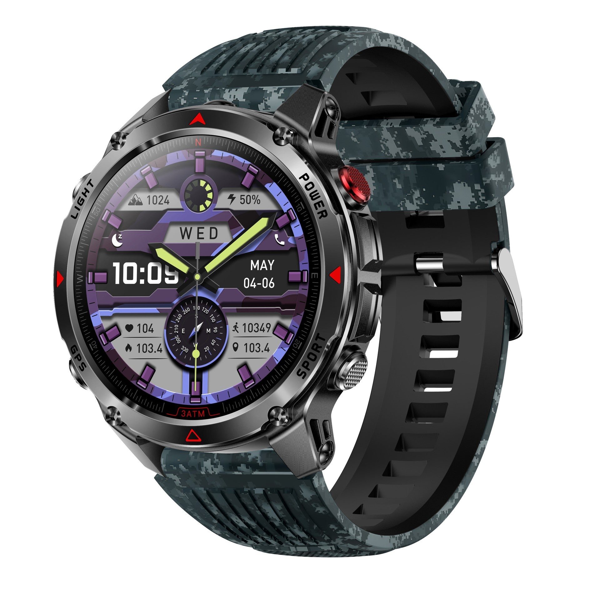 HT37Smart Watch1.46inch Bluetooth Call Heart Rate Pedometer GPS Beidou Positioning Three-Proof Sports Track