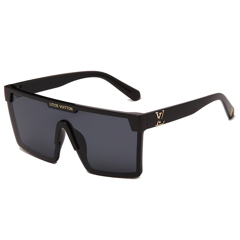 2022European and American Style Large Frame Integrated Half Frame Fashionable Personality Sunglasses for Men and Women One-piece Trendy Sunglasses