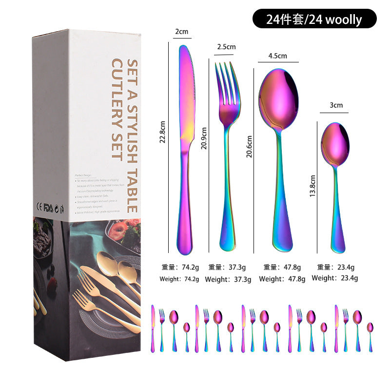 1010241 Piece Western Dessert High Aesthetic gold Steak Knife Fork Spoon Stainless Steel Cutlery Set