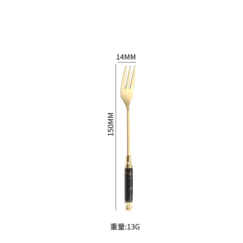 Stainless Steel Cutlery Restaurant Western Steak Knife Fork Imitation Marble Pattern Ceramic Handle Knife Fork Spoon Tea Spoon Tea Fork Set