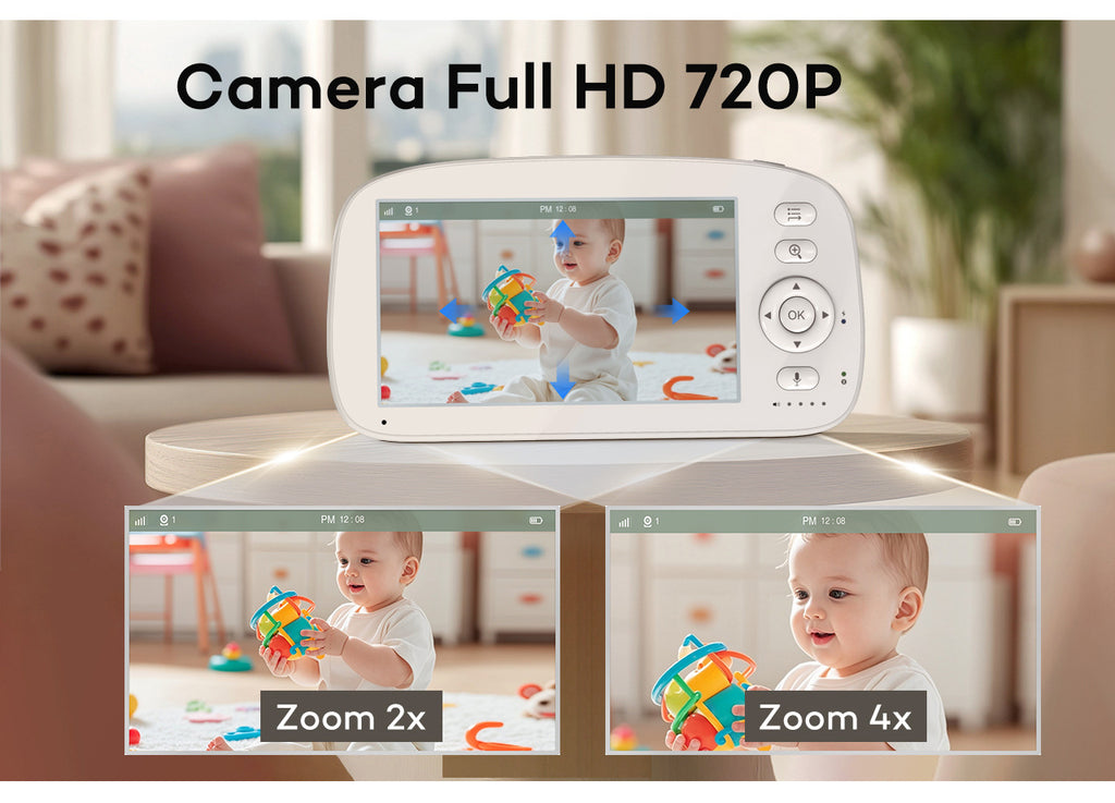 5.0Inch Digital Children's Night Vision Monitor Lullaby Intercom Room Temperature Detection HD Wireless Baby Monitor