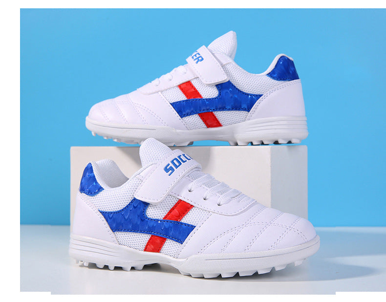 New football shoes for men and women with Velcro for children TF Broken Nail Style Youth Student Grassland Flat Training Shoes