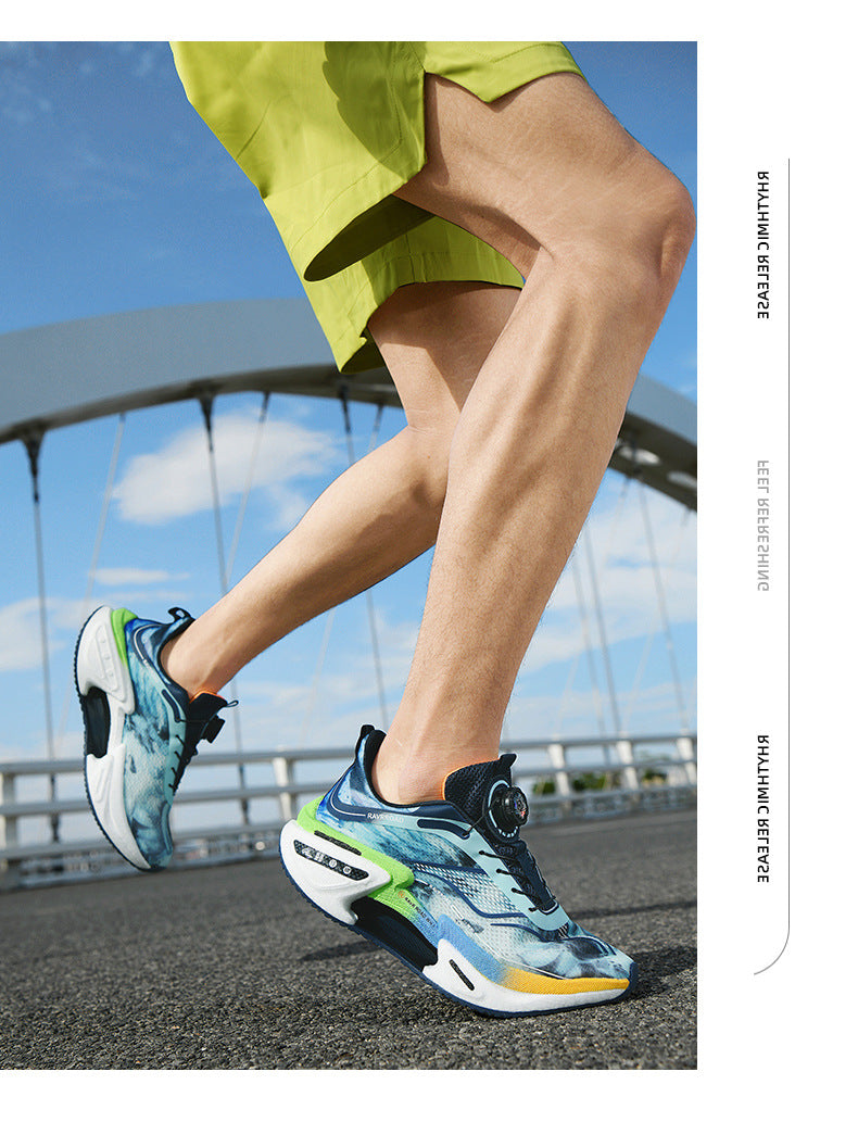 DAJUEYING Real Explosion Protection Carbon Plate High Elastic Cushioning Running Shoes Men and Women Knob Buckle Racing Mesh Breathable Sports Shoes