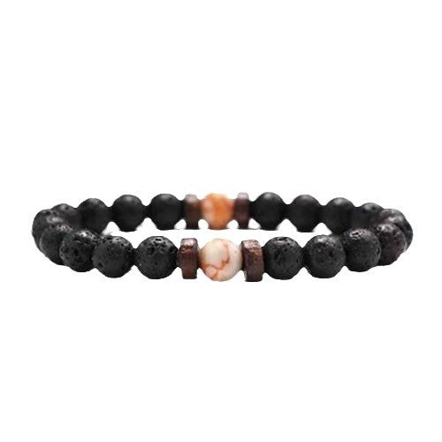 European and American Men's White Pine Blue Dot Bracelet Natural Stone8mm Bracelet Accessories Red Pine Volcanic Stone Spacer Bracelet
