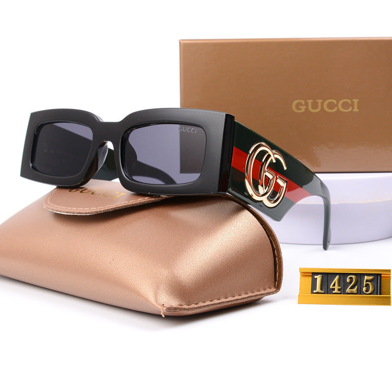 European and American New G Little Bee Sunglasses Square Frame Personality Women's Sunglasses Internet Celebrity Street Style Women UV400