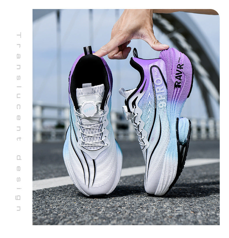 2025Autumn Winter New Double Mesh Comfortable Knob Buckle Sports Shoes Parent-Child Super Soft Sole Carbon Plate Wear-Resistant Running