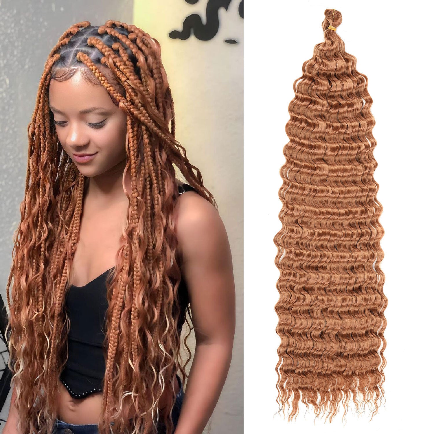 European and American Cross-Border African Synthetic Hair Wig Crochet Hair Extensions Curly Hair Piece DeepWaterWaveHair Long Curly Hair