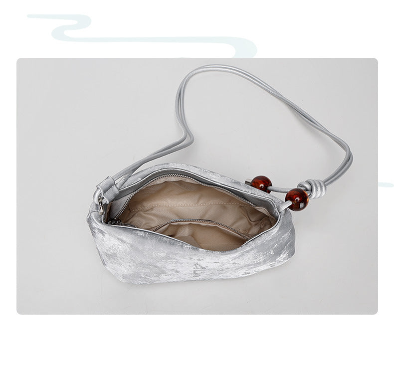 New Chinese Style Pleated Cloud Dumpling Bag Versatile Design Single Shoulder Women's Bag Textured Fashion Crossbody Women's Bag