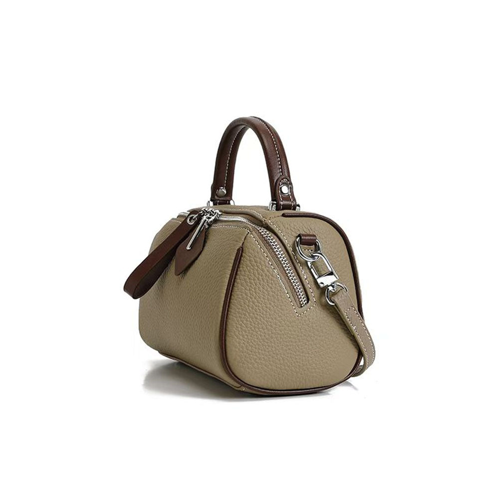 Niche Color-Block Genuine Leather Handbag for Women2025New Fashion Versatile Pillow Bag Stylish Single Shoulder Crossbody Bag