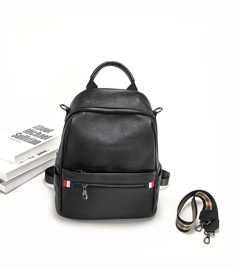 Anti-theft Backpack for Women Genuine Leather Travel Backpack with Fingerprint Unlock Versatile Casual Large Capacity Shoulder Bag