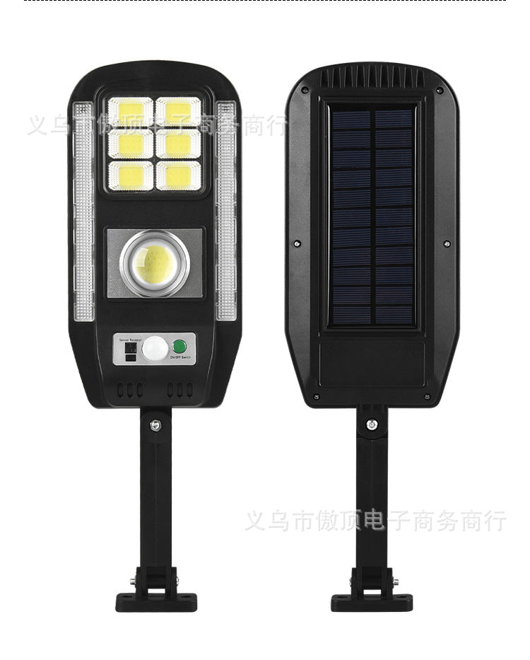 New outdoor solar light with colorful warning street light COB Garden Light with Human Body Sensor with Remote Control