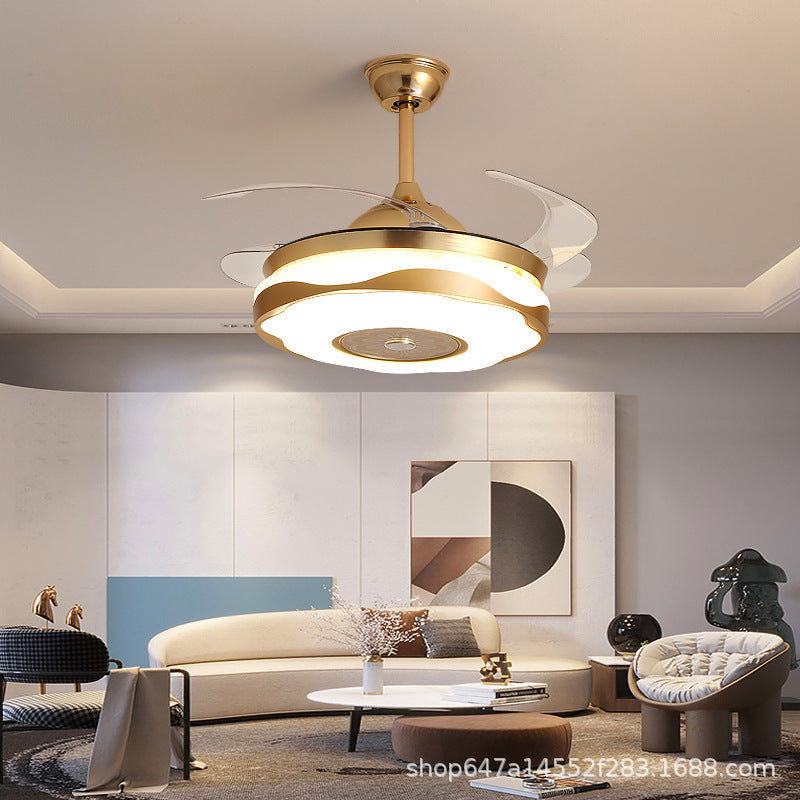 LED Invisible Fan Light for Dining Room and Bedroom, Modern Simple Ceiling Fan with Light, Variable Frequency Fan Light, Invisible