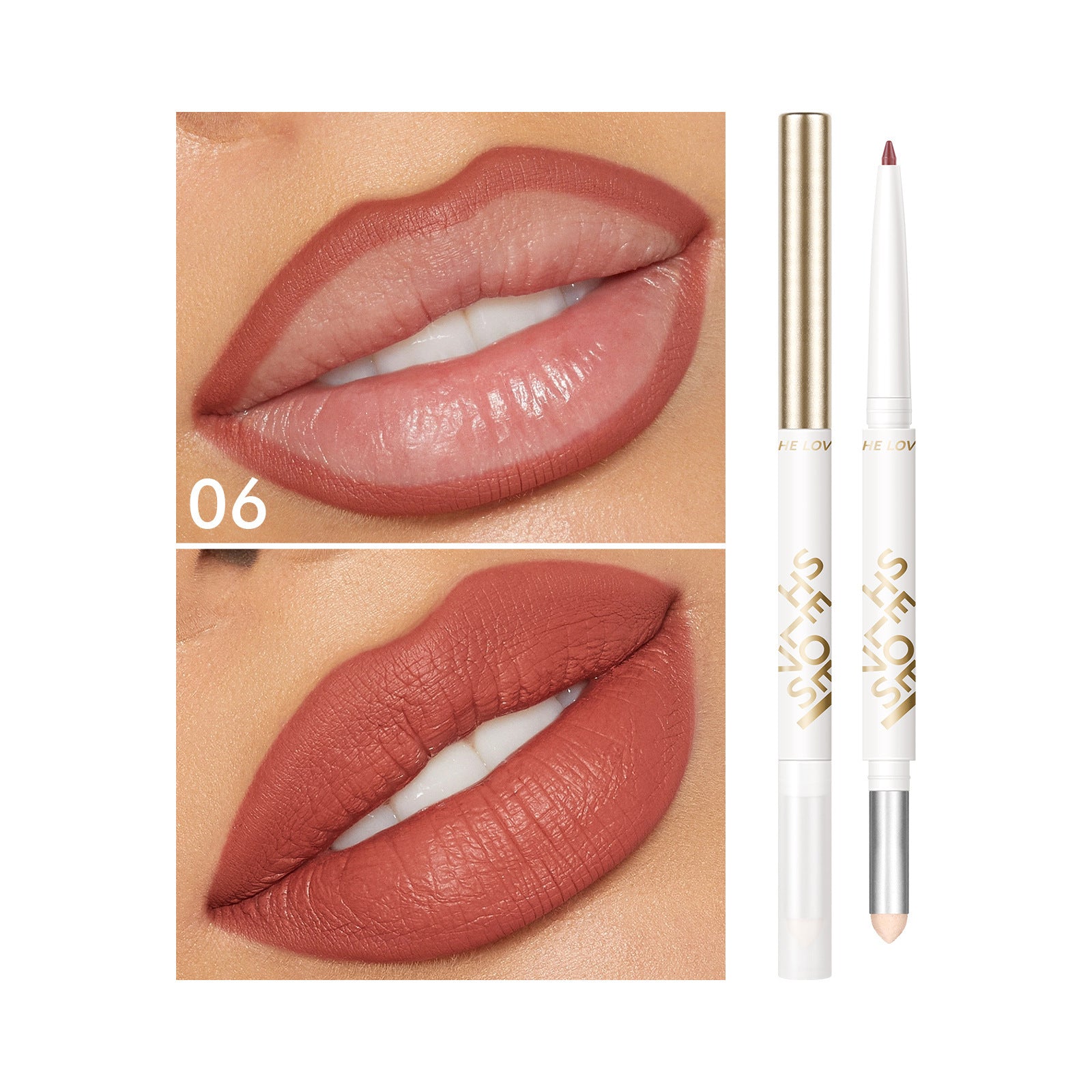 Dual-ended Lip Liner Pencil European and American Matte Non-Stick Cup Lipstick Lip Liner Small Batch Wholesale