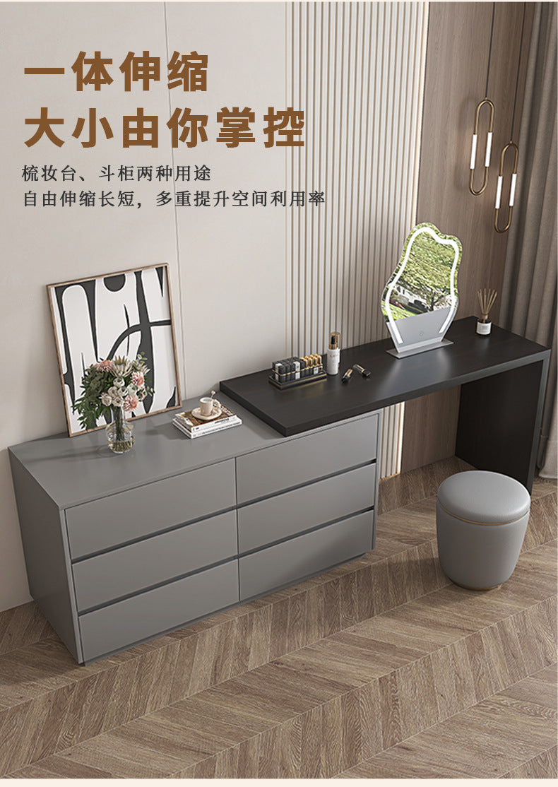 Solid Wood Dressing Table Cream Style Bedroom Modern Simple Makeup Table Chest of Drawers Dressing Table Integrated Cabinet Master Bedroom Bedside Cabinet
