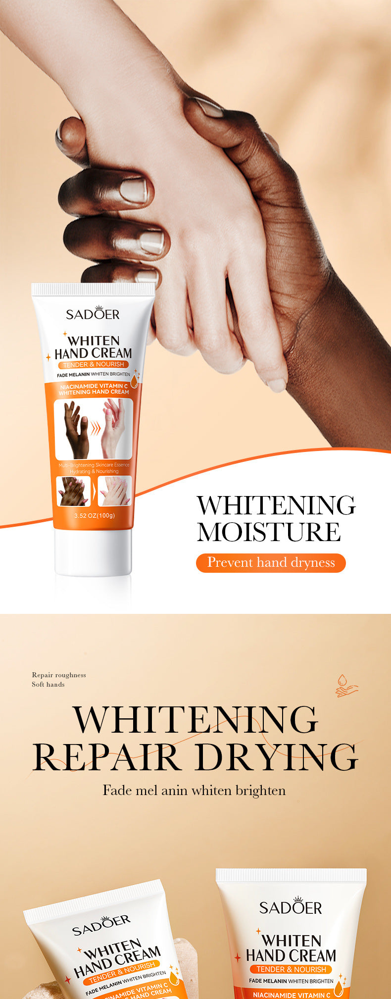 Whitening Hand Cream100gSADOER Hydrating and Moisturizing Anti-Cracking Autumn and Winter Hand Cream  Wholesale
