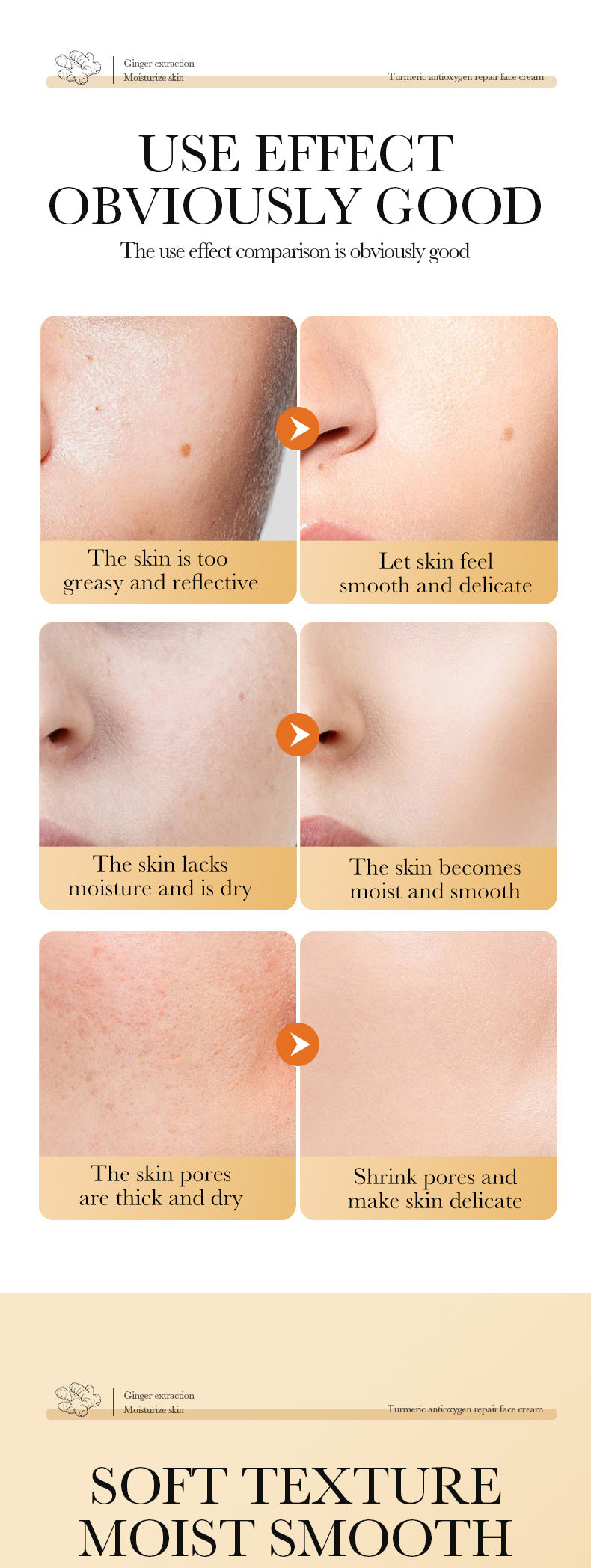 Turmeric Face Cream50g SADOER Moisturizing, rejuvenating, hydrating, smooth moisturizing cream for  foreign trade wholesale