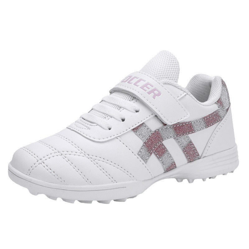 New football shoes for men and women with Velcro for children TF Broken Nail Style Youth Student Grassland Flat Training Shoes