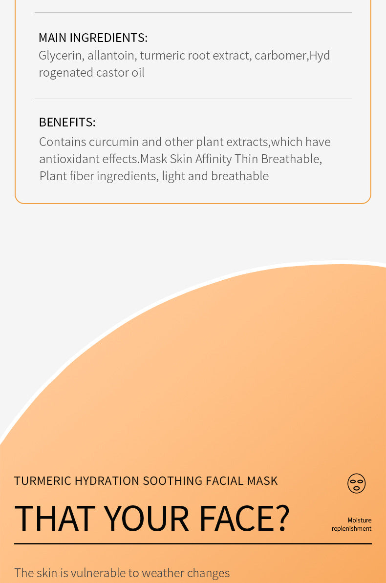 Turmeric Mask SADOER Hydrating and Moisturizing Facial Mask Sheets  Foreign Trade Live Wholesale