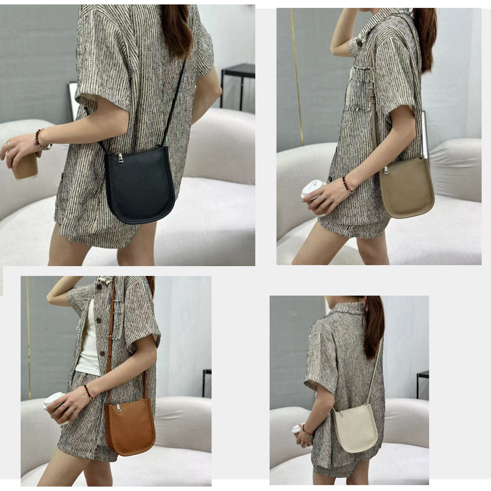 Genuine Leather Phone Bag Niche Fashion Small Bag for Women High-end Casual Simple Versatile Portable Shoulder Crossbody Bag